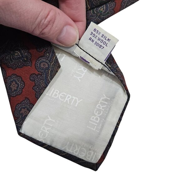 Vintage Liberty Of London Paisley Silk & Wool Blend Tie Red & Blue Pattern Mens‎ - Picture 3 of 9